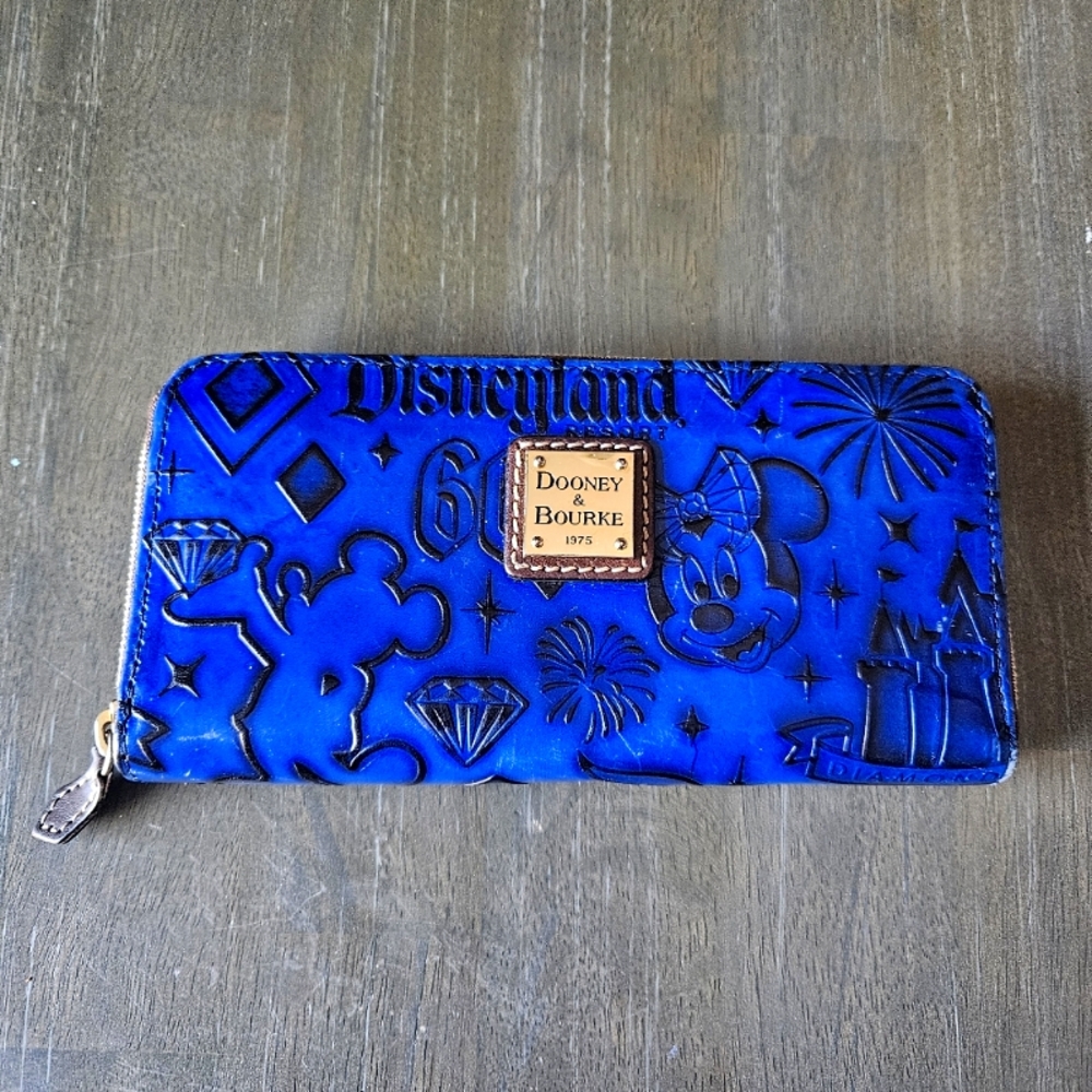 Disney Dooney & Bourke 60th Anniversary Cobalt Blue Large Zip-Around Wallet